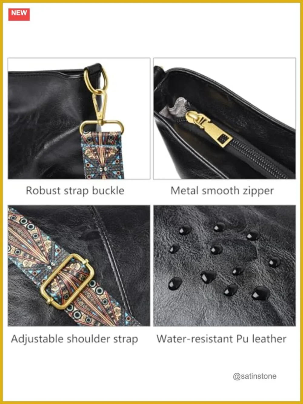 Vegan Leather Hobo Bag Women Crossbody Shoulder Handbag Casual Purse